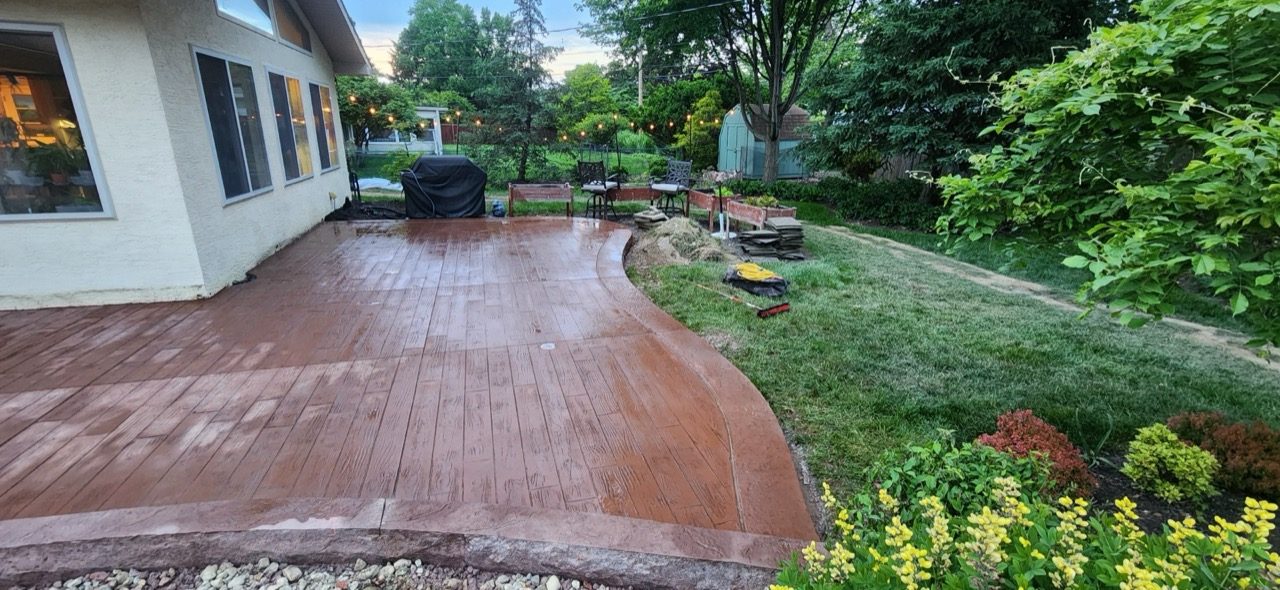 New Orleans Concreters crew laying a stamped concrete patio in New Orleans, Louisiana